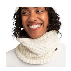 Roxy Blizzard Snood Technical Polar Fleece Lined Collar Scarf Cream Cable Knit O